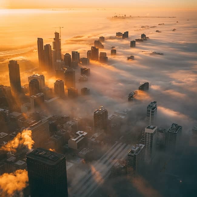 Metropolia w USA skąpana w chmurach